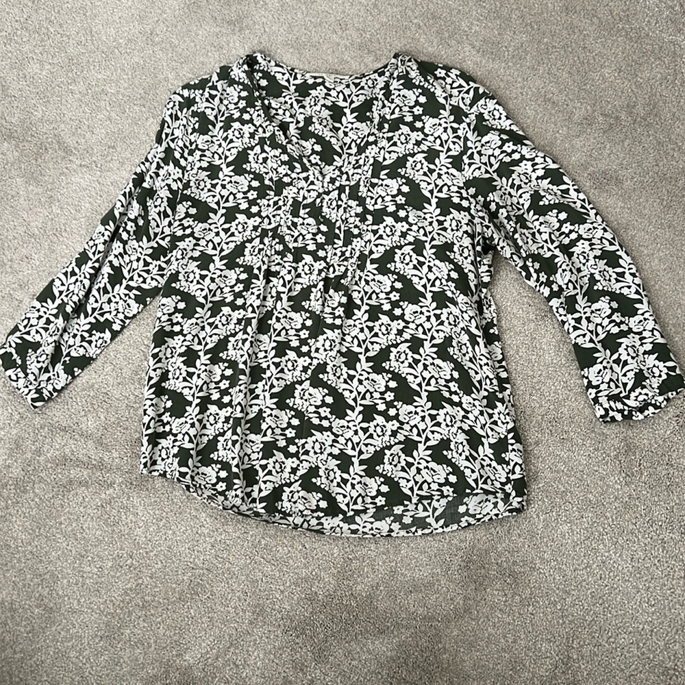 Woman’s Blouse - Green & White Floral